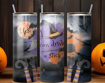 Halloween Tumbler PNG, Witch PNG Tumbler, Halloween Witch Stick Tumbler Sublimation, 20 oz Skinny Tumbler Wrap Design PNG. Instant Download.