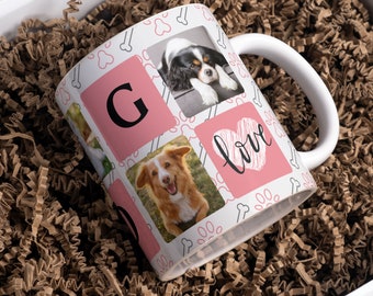 Dog Photo Mug Sublimation Design – Paw & Bone Pattern (Digital Download)