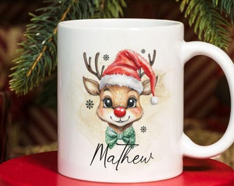 Christmas Reindeer PNG Mug Design, Custom Name Sublimation (Digital Download)