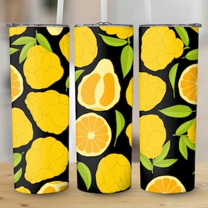 Pear Orange Fruit Pattern 20 oz Skinny Tumbler Sublimation Design, Straight & Tapered Wrap, Tumbler Wrap Png, Instant Download