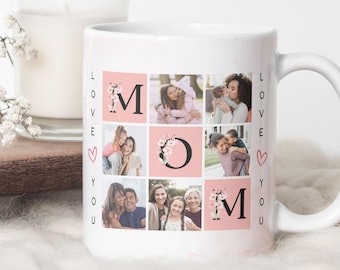 Tazza "Ti voglio bene mamma" in formato PNG, collage di foto, regalo per la festa della mamma (download digitale)