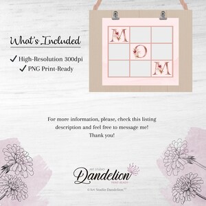 Mom Photo Tumbler PNG File for Sublimation, Mom Floral Tumbler Photo Grid, Tumbler Wrap 20 oz, Skinny Tumbler PNG File, Instant Download. image 3