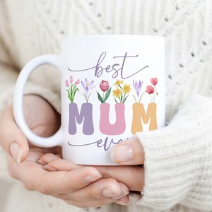 Best Mum Ever Mug Sublimation PNG File. Vintage Floral Mug PNG, Mother Gift Mug, Mum Wildflowers Mug PNG, Coffee Mug Wrap Instant Download image 3