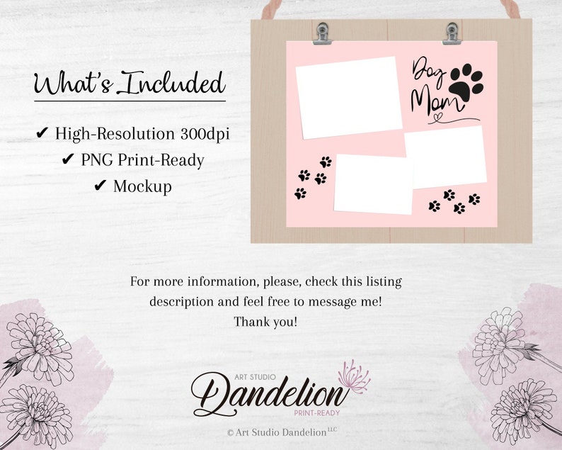 Dog Mom Photo Tumbler PNG Template, 20oz Skinny Tumbler Sublimation Design (Digital Download) image 2
