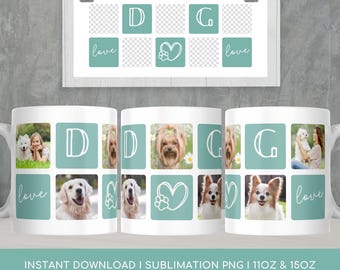 Mokomslag met fotocollage hond, ontwerp mok huisdier (digitale download)
