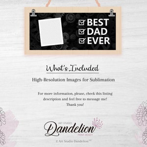 Best Dad Ever Photo Mug Sublimation PNG Template. Dad Custom Photo Mug Design, Father's Day Photo Mug Wrap Instant Download image 2