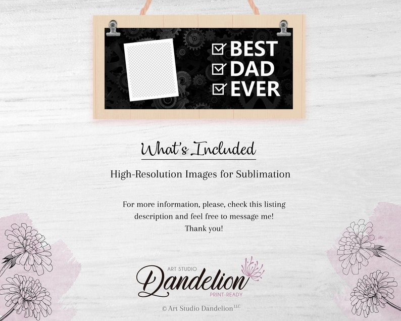 Best Dad Ever Photo Mug Sublimation PNG Template. Dad Custom Photo Mug Design, Father's Day Photo Mug Wrap Instant Download image 2