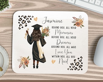Personalized Graduate Mousepad PNG, Floral Editable Text Design(Digital Download)