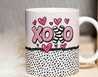 XOXO Heart Mug PNG, Valentine's Day Sublimation Design (Digital Download)