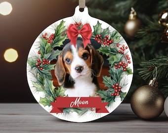 Enfeite de Natal com foto de animal de estimação em PNG, modelo personalizado para foto de cachorro (download digital)