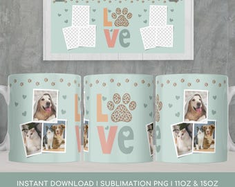 Mok wrap huisdier fotocollage, Love Paw-ontwerp (digitale download)