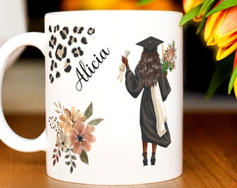 Black Girl Graduation Mug Template Add Your Name "She believed she could so she did" - PNG Sublimation - Mug Wrap Transfers 11oz, 15oz