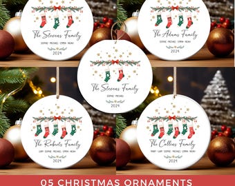 Family Stocking Ornament PNG Bundle, Custom Text Christmas Designs (Digital Download)