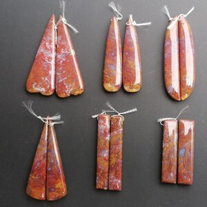 Beautiful Handmade Natural Red Moss Agate Pair For Earrings/ Choose Pair / Hole 0.8mm / Sold As Pair
