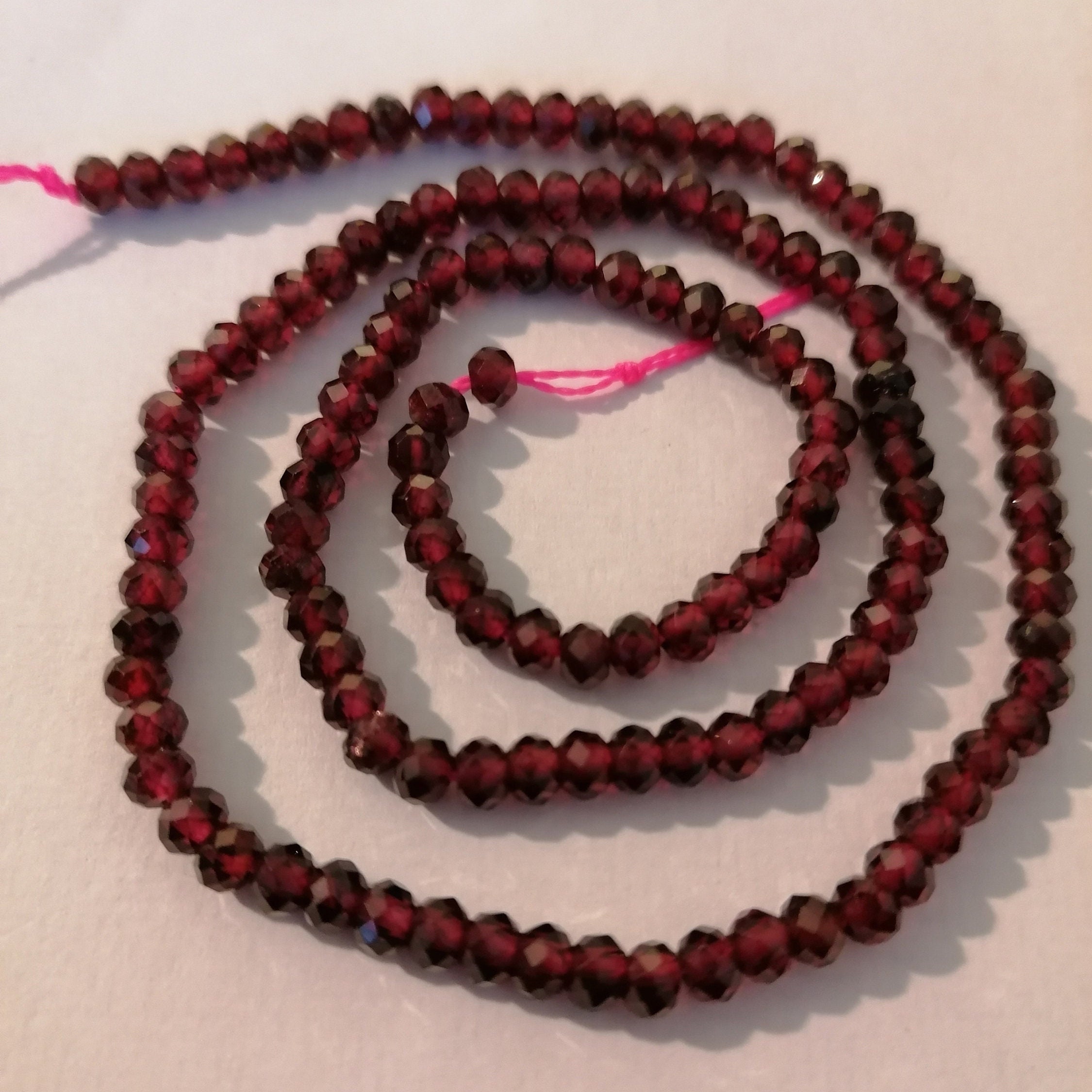 Natural Pyrope Garnet Faceted Rondelle Beads / Approx 3.9 x 2.8mm / Hole 1mm / Sold Per 10 Beads