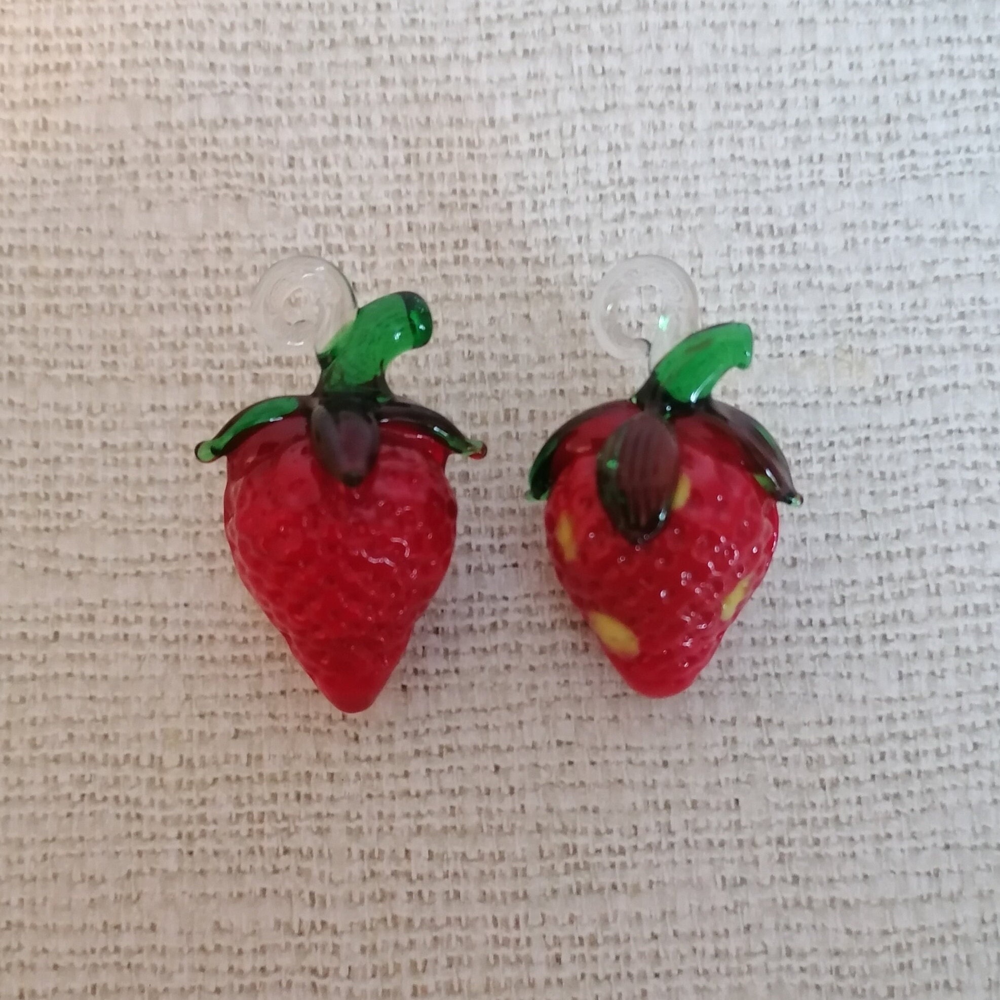 thumbnail image 2 of Strawberry Earrngs, Glass Red Strawberry Drop Earrngs, Food Earrngs... 2 of 12