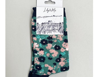 Ladies Bamboo socks/ Floral Print/Soft Socks/Size 4-7.5