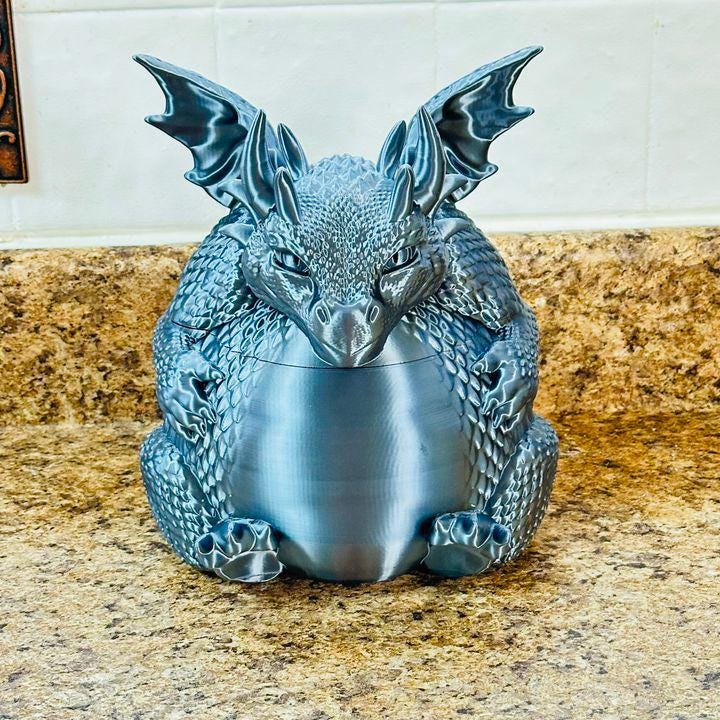 Chonky Dragon Cookie Jar - Primary Picture is a 3D Render. Check