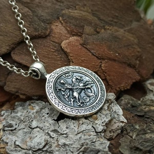 St George Silver Pendant | Religious Christian Byzantine Round Necklace Pendant for Man or Woman | Silver Jewelry Gift