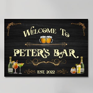Panneau de bar personnalisable | Toile personnalisable | Impression d’art mural | Pour votre maison | Décoration | Cadeau pour homme | Alcool | Chill Lounge Actif