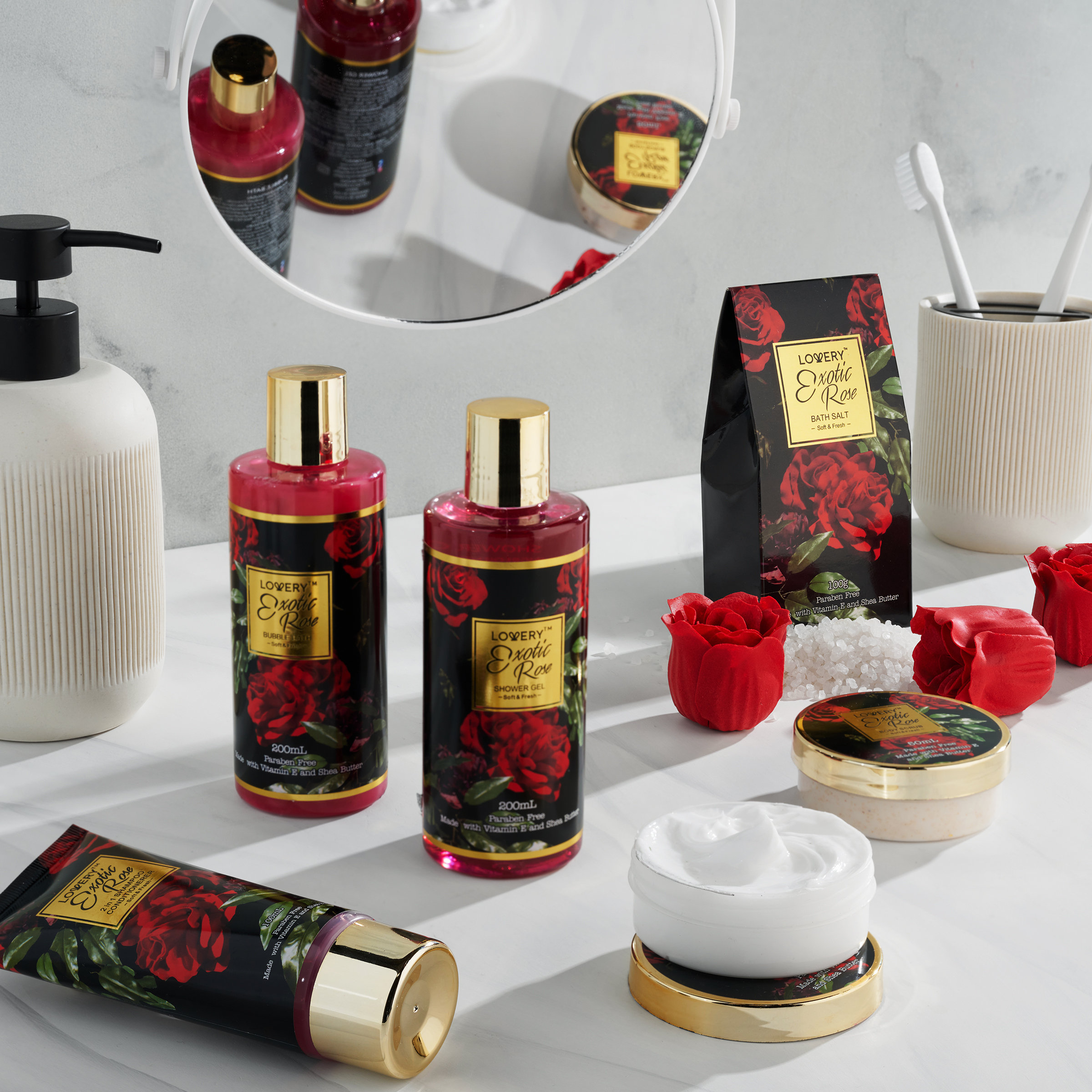 Valentines Spa Gifts for Women, Bath and Body Gift Set, Exotic Rose ...