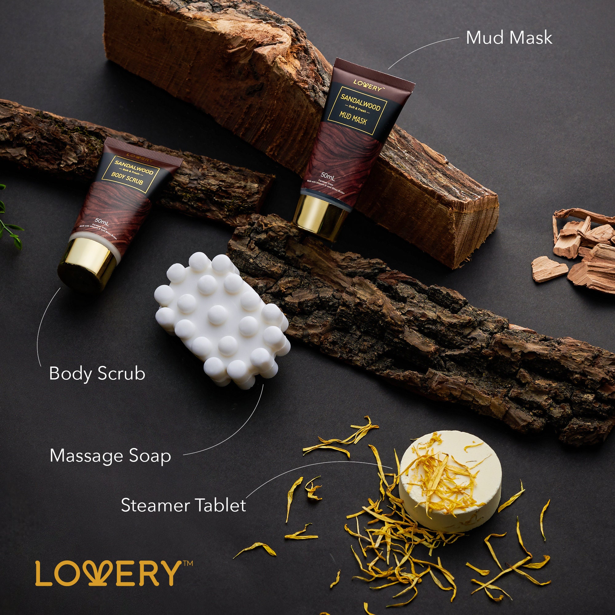 Luxury Spa Kit for Men - Sandalwood & Oak Scented Bath Gift Set & Shower  Basket