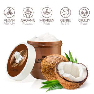Whipped Body Butter Scented Body Lotion - Coconut Body Butter Cream for Sensitive, Dry Skin
