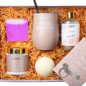 Best Friend Birthday Gifts, Bff Gifts, Spa Gift Set for Women, Long Distance Friendship Gifts for Women, Bestfriend Gifts, Wine Tumbler