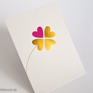 Geburtstagspostkarte, Glückwunschkarte, Postkarte Hochzeit, Glücksklee, von Herzen