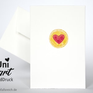 Hochzeitskarte, Handdruck Unikat, Herz, Silberhochzeit, Goldhochzeit, Diamanthochzeit, Geburtstag, edel, schlicht