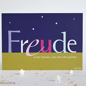 Postkarte Freude, Jean Paul Spruch, Motivation, Impulsgeber, Schulstart, Geschäftseröffnung, Neujahr