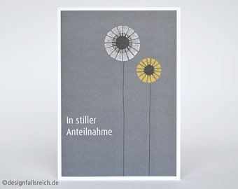 Trauerkarte "In stiller Anteilnahme", Beileid, Klappkarte mit Umschlag, Druckgrafik