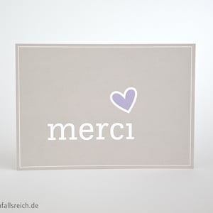 Postkarte Merci, von Herzen, Dankeschön für Hilfe und Unterstützung, Dankbarkeit