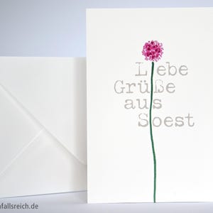Postkarte Soest, »Heimliche Hauptstadt Westfalens«, Städtegruß für jeden Anlass, liebe Grüße, Grasnelke