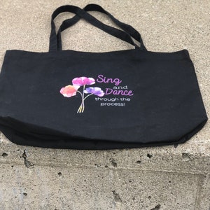 Large organic tote bag, flower tote bag, gift for her, floral bag, gift for mom