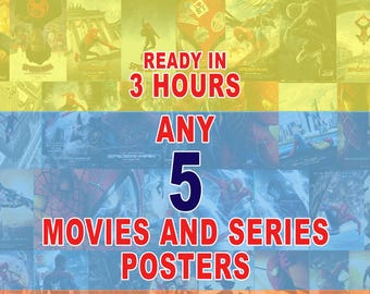 5 pósteres de películas y series (descarga digital personalizada)