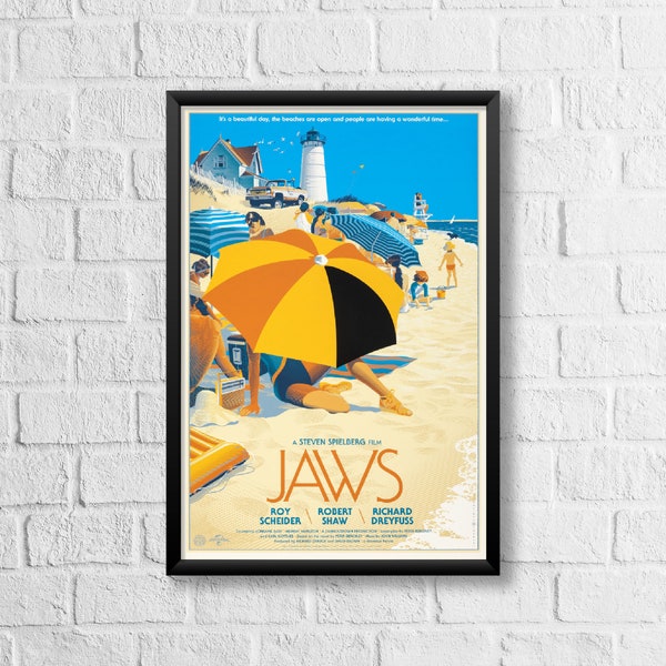 JAWS 1975 Movie Poster, Original Movie Posters, Movie Wall Art, Movie Print, Steven Spielberg, Digital Posters A2, A3, A4, A5, A6, Printable