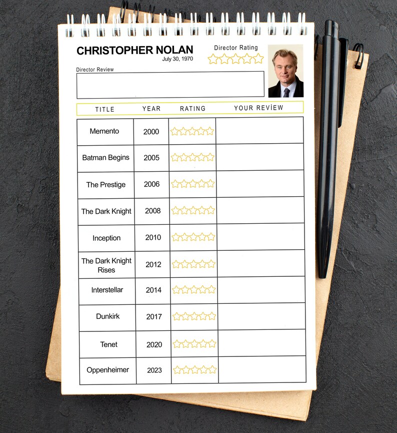Pre-written Movies Checklist, Director Checklist, Movies Watchlist, Movie List Journal, Movie ...
