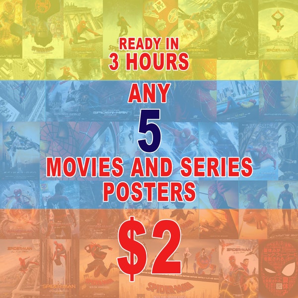 Any 5 Movie and Series Poster | Digital Download Film Poster | Printable Movie Prints | Any Movie Film TV Series Poster | New Cinema Films