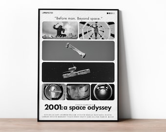 Póster de 2001: Odisea del Espacio, póster minimalista de la película, arte mural inspirado en ciencia ficción, imprimible, PDF y JPG