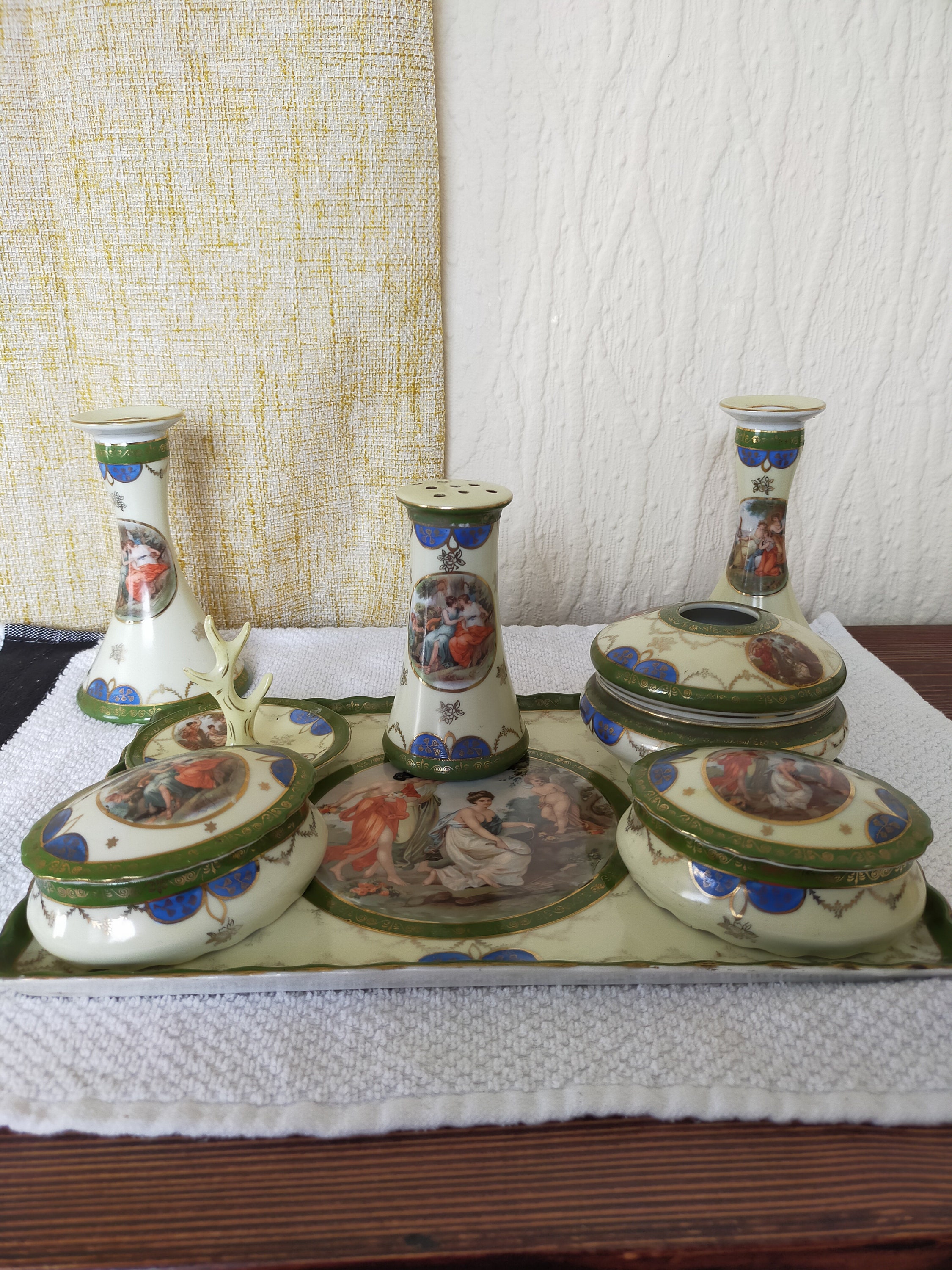 19201930 Porcelain Dressing Table Set Etsy