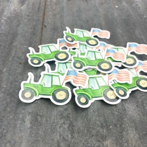 Green Tractor American Flag Vinyl Sticker: Farm Laptop Decal