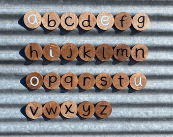 Lowercase Alphabet Magnets/Wooden Alphabet Magnets/Circle Alphabet Magnets/Letter Magnets/Wooden ABC Magnets/Homeschool/Fridge/Learning