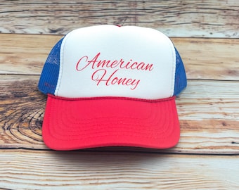 American Honey Trucker Hat, Patriotic Cowgirl Snapback