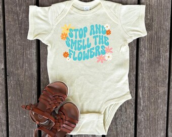 Body floral para bebé, Detente y huele las flores, Algodón primaveral