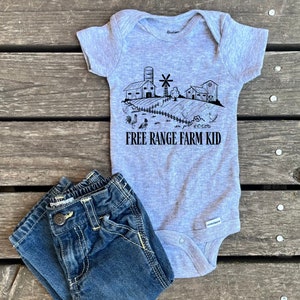 Free Range Farm Kid Infant Bodysuit, Free Range Chickens, Farmer&#39;s Son, Farmer&#39;s Daughter, Raised on the Farm, Cute Western Baby Bodysuit