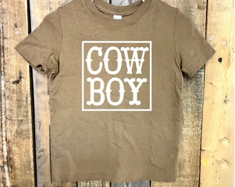 Cowboy Toddler and Youth Shirt, Country Western Brown Toddler Shirt, Farmer's Son, Ranch Toddler, Cows, Simple Cowboy Shirt Youth, Rodeo