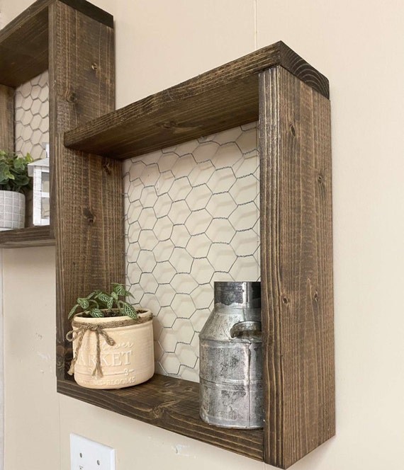 Chicken wire wood shelf deals