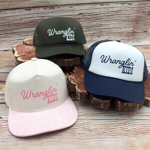 Wranglin&#39; Kids Trucker Hat, Western Mom Hat, Country Mama Snapback, Mid Profile Hat for Moms, Gift for Mom Hat, Rodeo Mom Hat, Western Gift