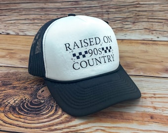 Raised on 90's Country Trucker Hat, Retro Snapback Cap